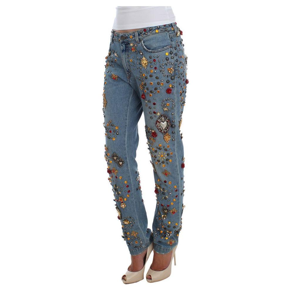 Dolce & Gabbana Enchanted Sicily Crystal Heart Boyfriend Jeans Dolce & Gabbana