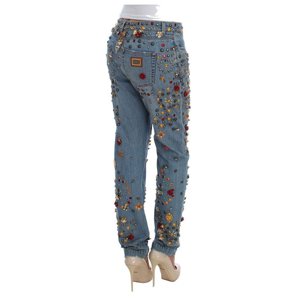 Dolce & Gabbana Enchanted Sicily Crystal Heart Boyfriend Jeans Dolce & Gabbana