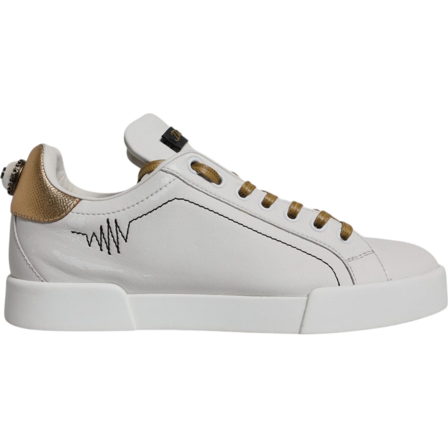 Dolce & Gabbana White Gold Leather Low Top Sneakers Shoes