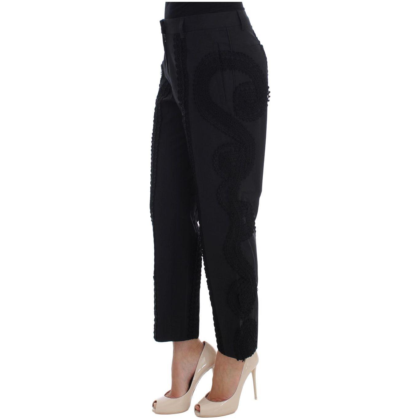 Dolce & Gabbana Black Cotton Stretch Torero Capris Pants