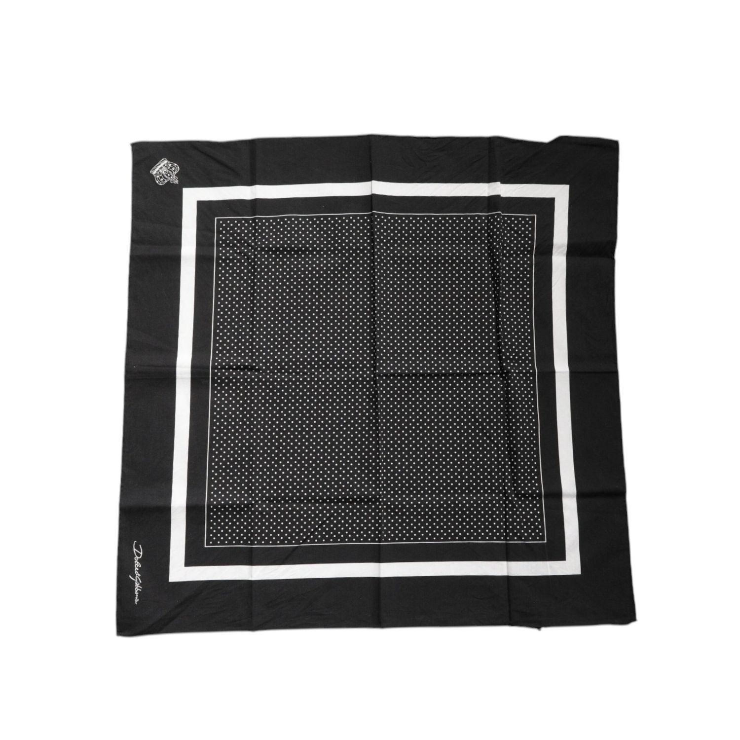 Dolce & Gabbana Black Polka Dots Cotton Handkerchief Scarf