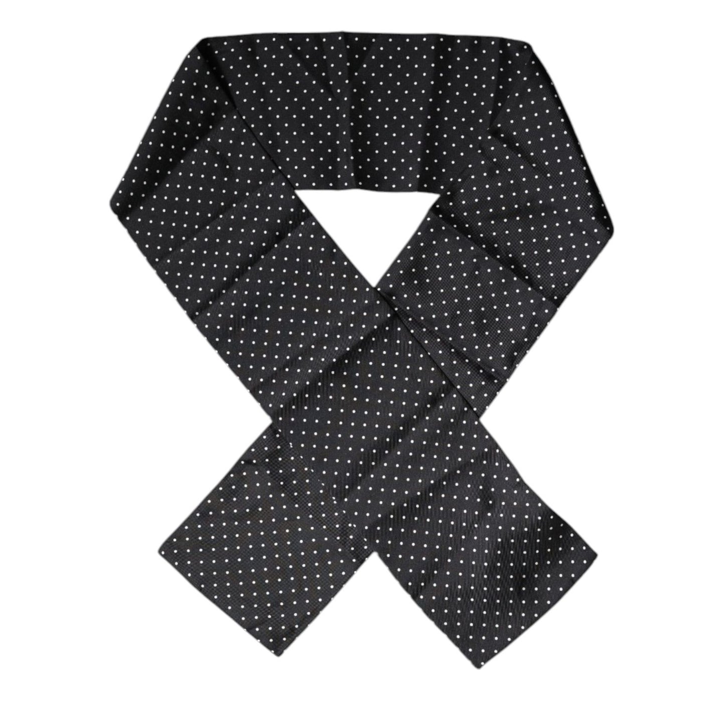 Dolce & Gabbana Black Polka Dots Silk Skinny Neck Wrap Scarf Dolce & Gabbana