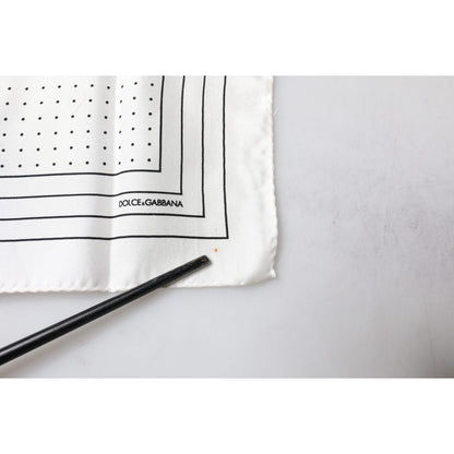 Dolce & Gabbana White Polka Dots Square Handkerchief Scarf
