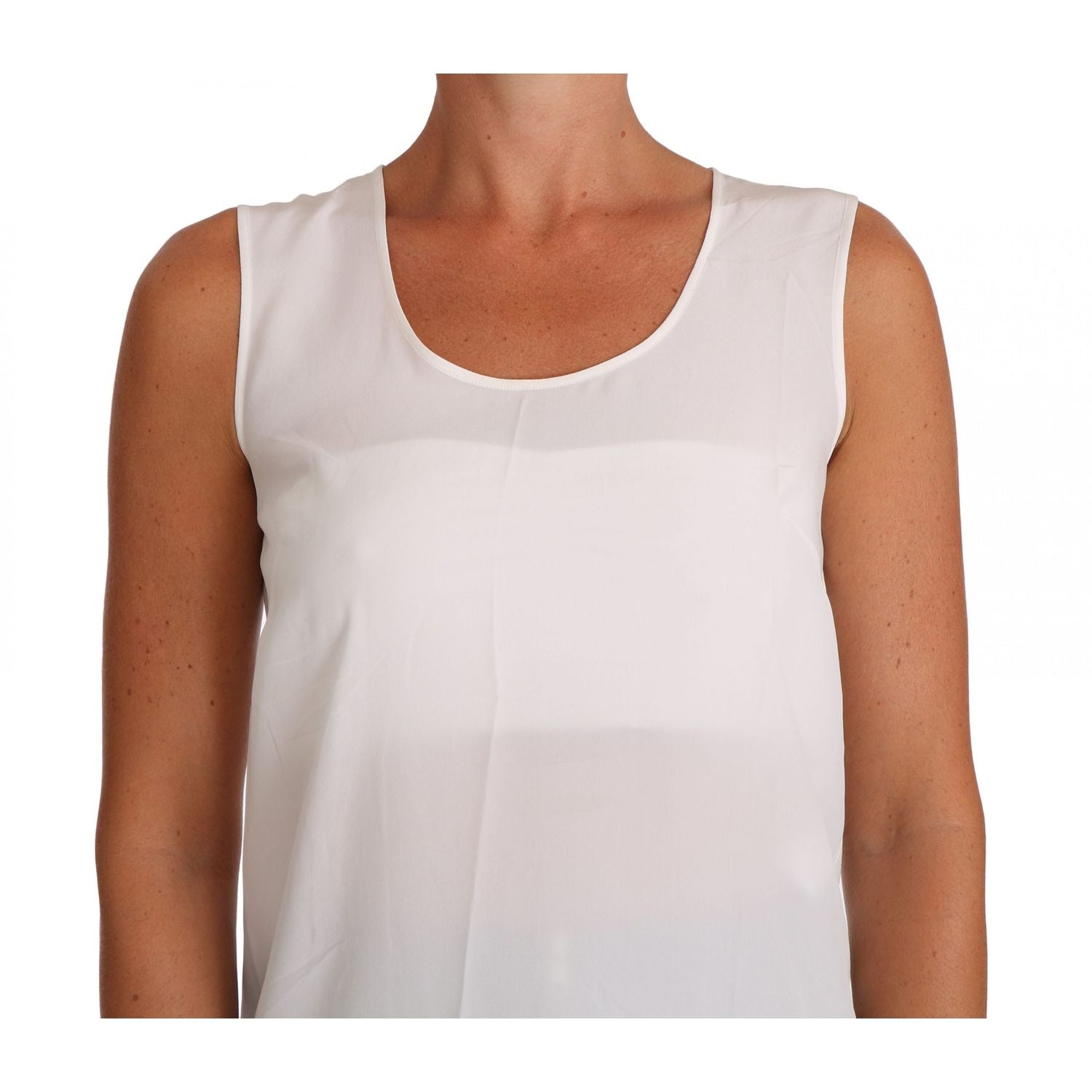 Dolce & Gabbana White Silk A-line Sleeveless Blouse T-Shirt Top
