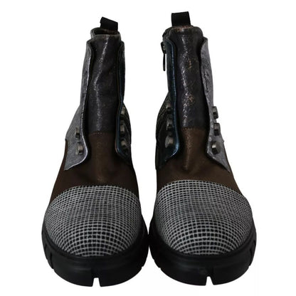 EBARRITO Multicolor Leather Suede Zipper Ankle Boots Shoes EBARRITO