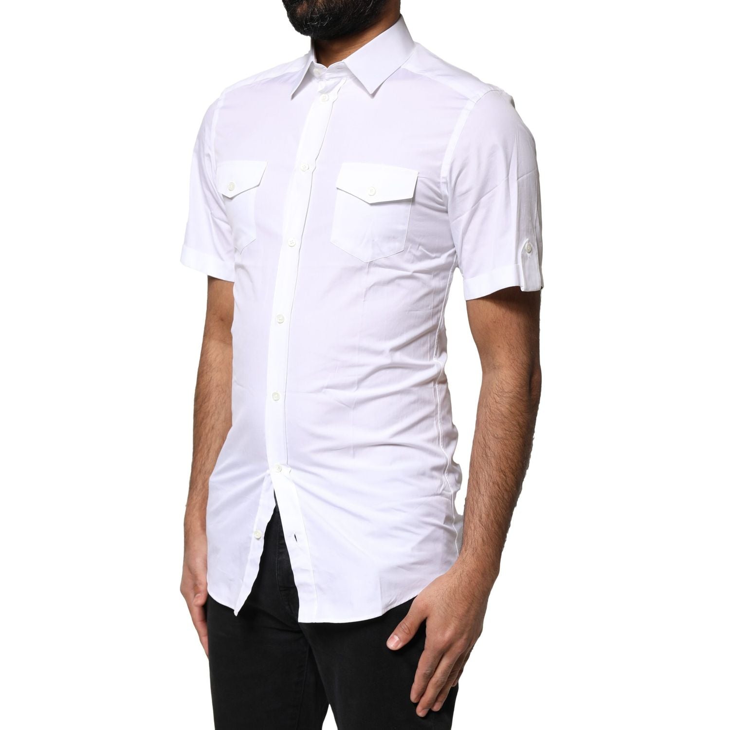 Dolce & Gabbana White GOLD Button Down Casual Men Polo Shirt