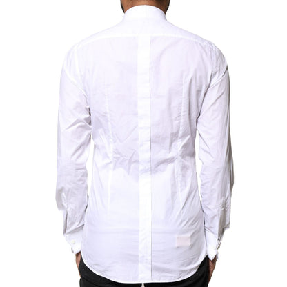 Dolce & Gabbana White GOLD CottonPoplin Bib Formal Dress Shirt