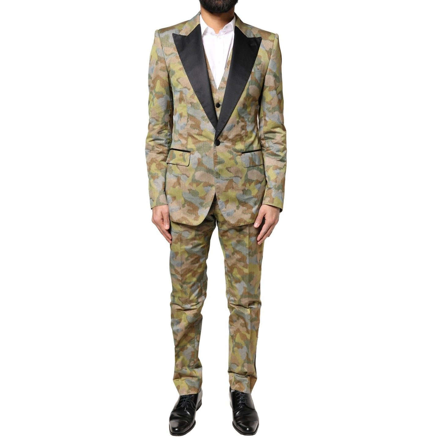 Dolce & Gabbana Multicolor Camouflage SICILIA 3 Piece Suit