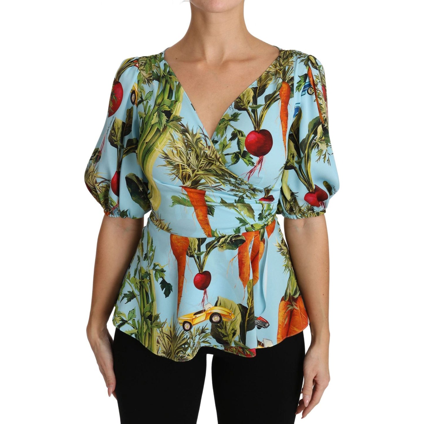 Dolce & Gabbana Vegetable Print Silk Top Extravaganza Dolce & Gabbana