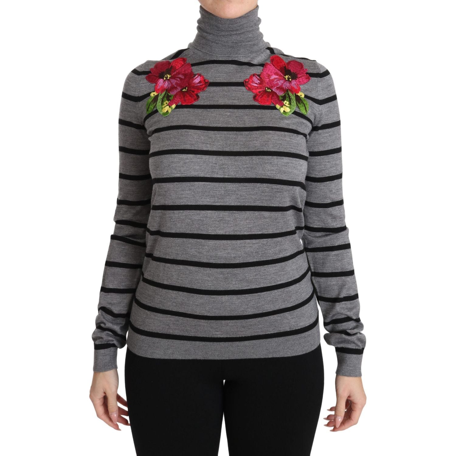 Dolce & Gabbana Gray Cashmere Silk Turtleneck Sweater
