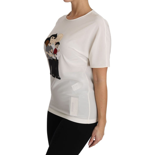 Dolce & Gabbana Elegant Silk Crewneck Blouse with Applique Dolce & Gabbana