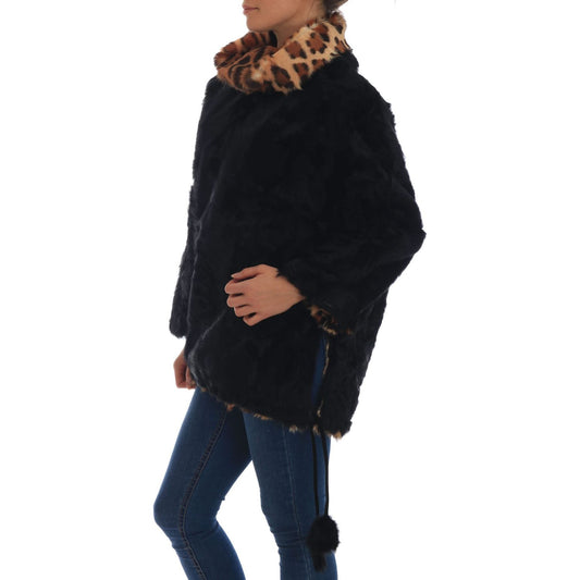 Dolce & Gabbana Elegant Black Lamb Fur Short Coat Dolce & Gabbana