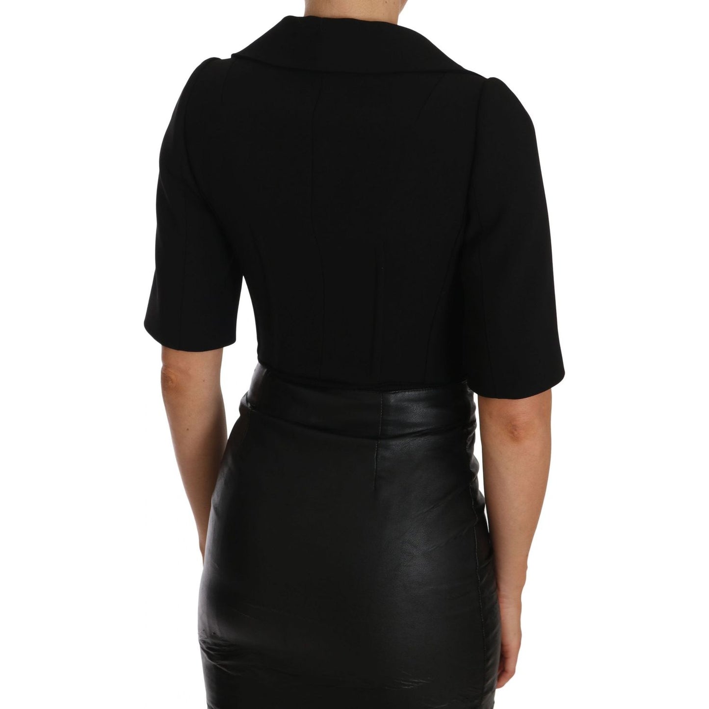 Dolce & Gabbana Elegant Black Cropped Wool Blazer Dolce & Gabbana