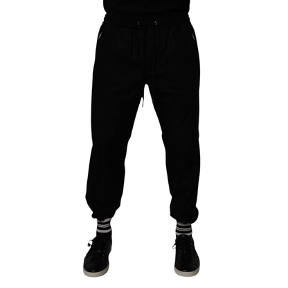 Dolce & Gabbana Black Cotton Men Jogger Sweatpants Pants