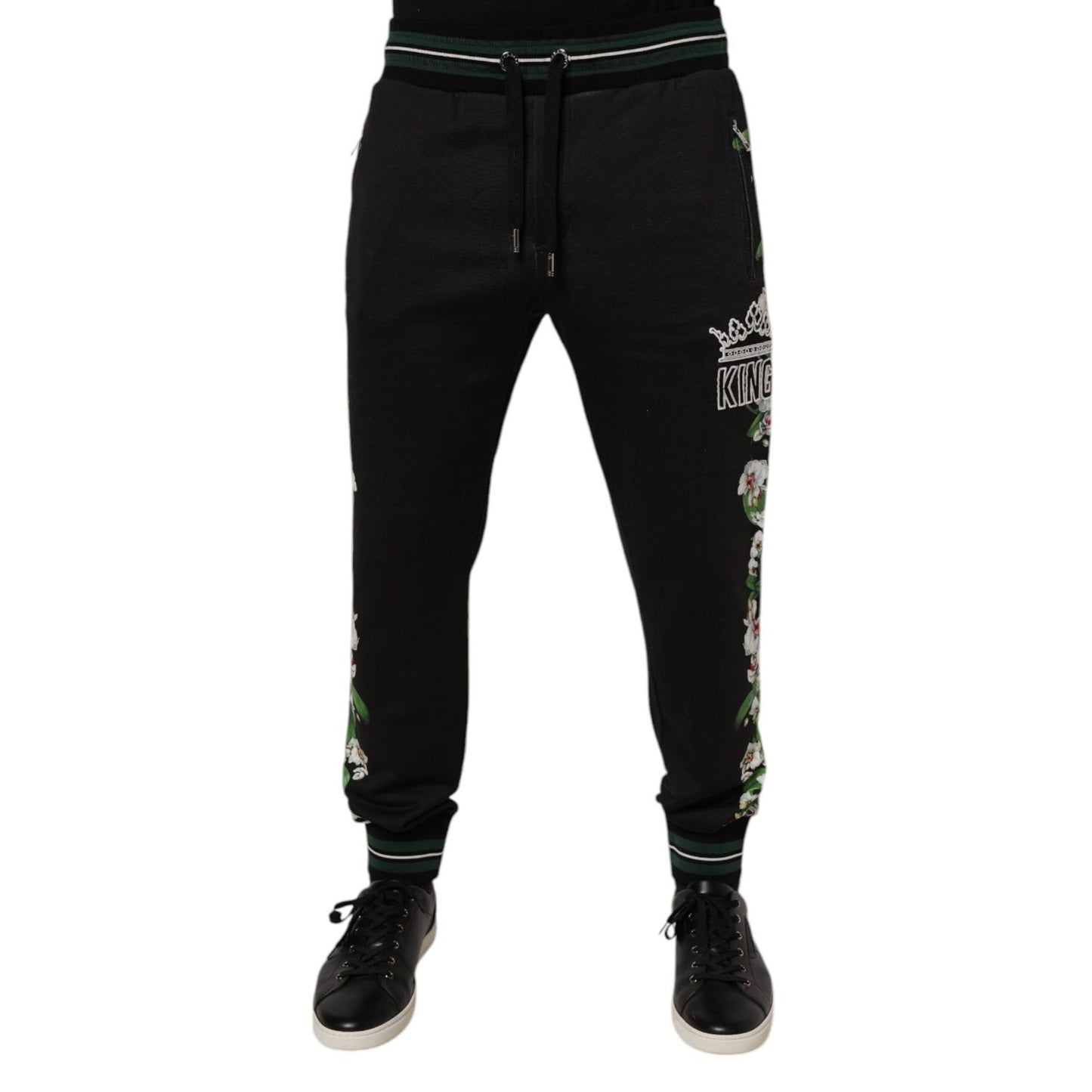 Dolce & Gabbana Black Floral King Men Jogger Sweatpants Pants Dolce & Gabbana