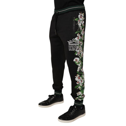 Dolce & Gabbana Black Floral King Men Jogger Sweatpants Pants Dolce & Gabbana