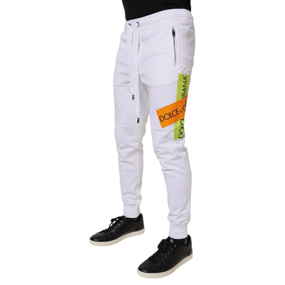 Dolce & Gabbana White Logo Tape Jogger Cotton Sweatpants Pants Dolce & Gabbana