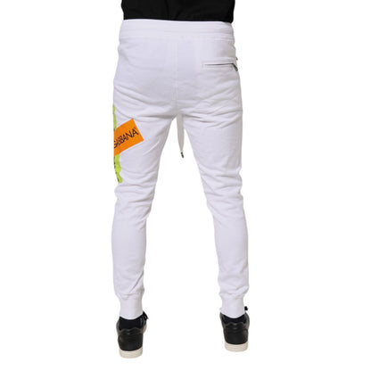 Dolce & Gabbana White Logo Tape Jogger Cotton Sweatpants Pants Dolce & Gabbana