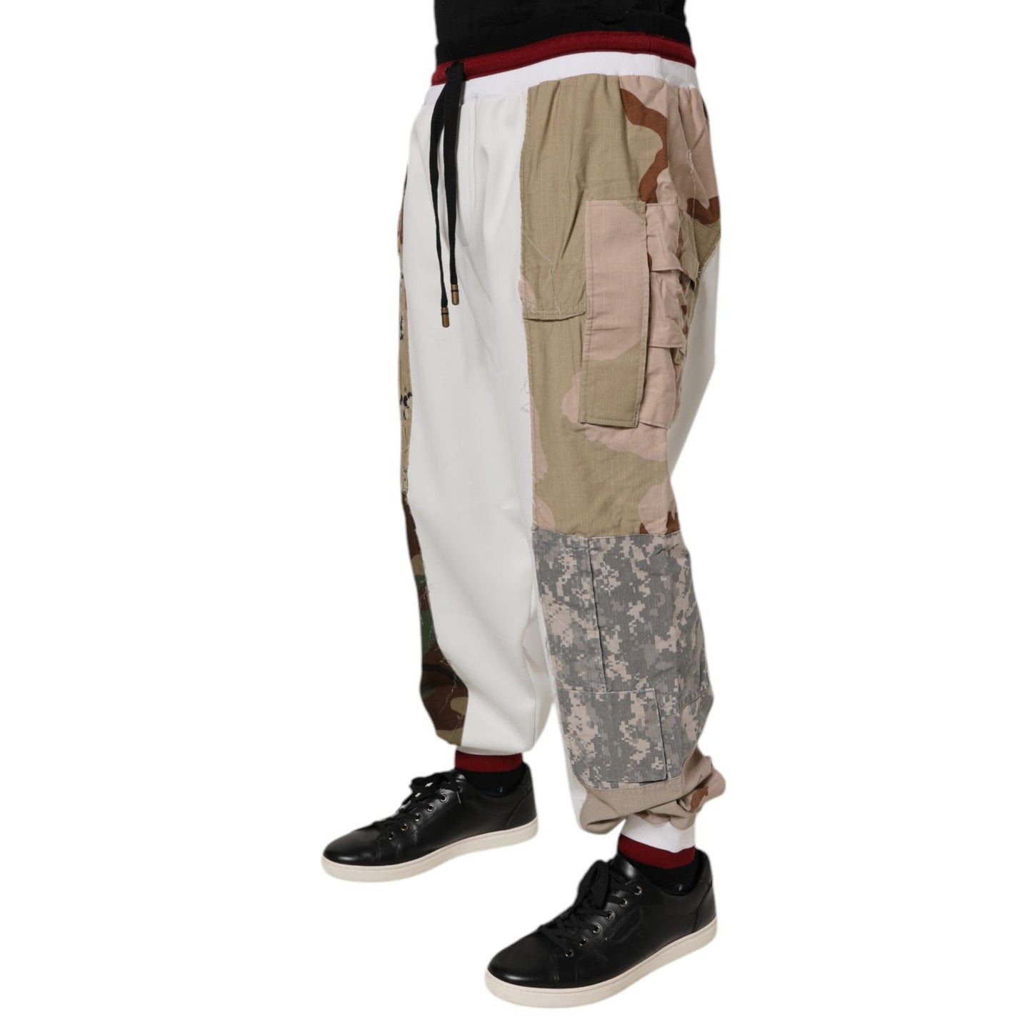 Dolce & Gabbana White Camouflage Patchwork Sweatpants Pants Dolce & Gabbana