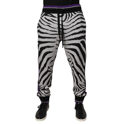 Dolce & Gabbana Black White Zebra Men Jogger Sweatpants Pants Dolce & Gabbana
