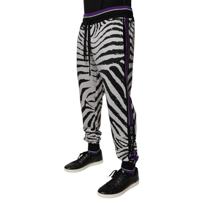 Dolce & Gabbana Black White Zebra Men Jogger Sweatpants Pants Dolce & Gabbana
