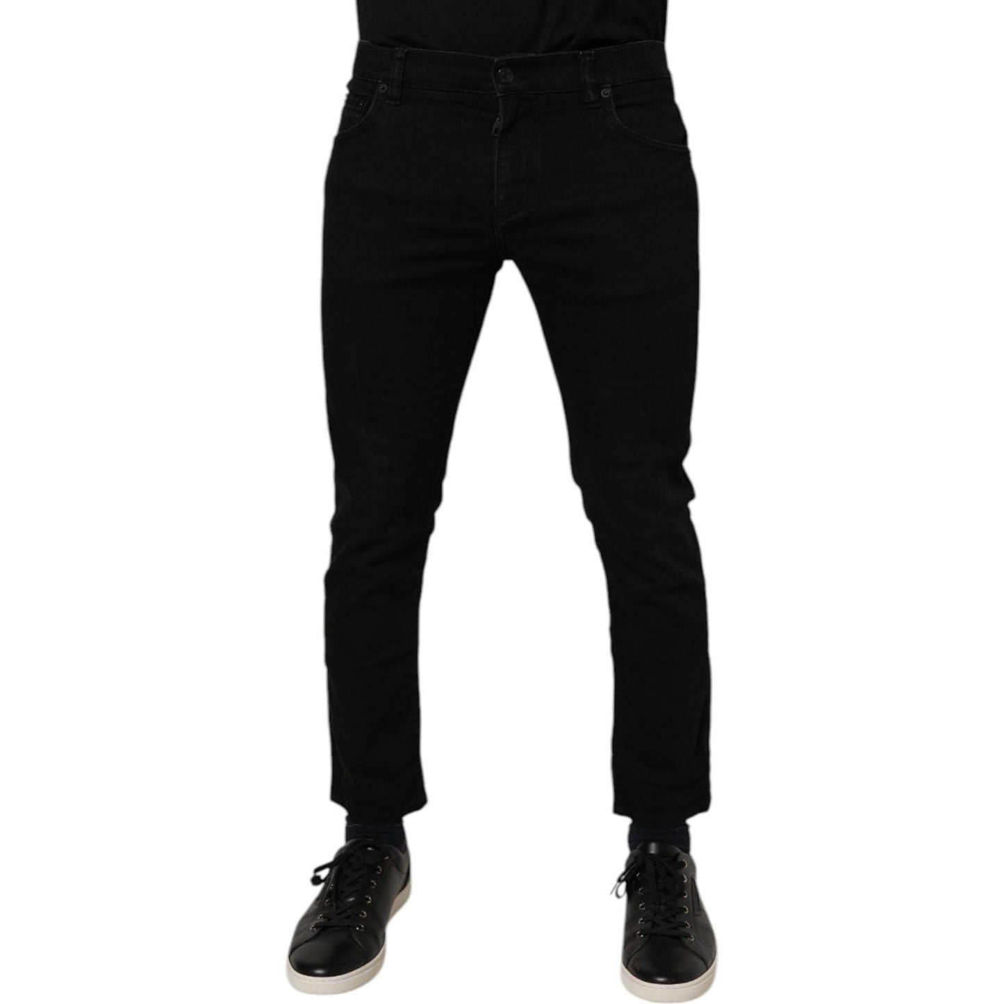 Dolce & Gabbana Black Cotton Stretch Skinny Men Denim Jeans Dolce & Gabbana
