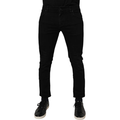Dolce & Gabbana Black Cotton Stretch Skinny Men Denim Jeans Dolce & Gabbana