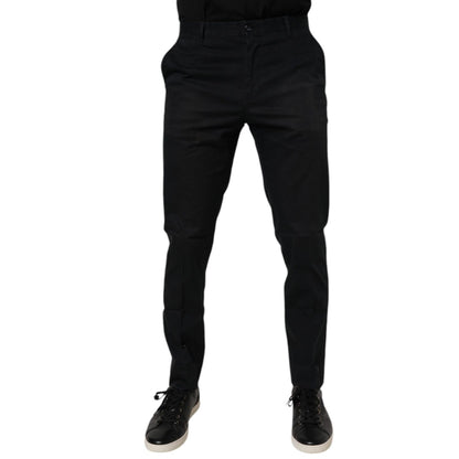 Dolce & Gabbana Black Cotton Stretch Skinny Dress Formal Pants