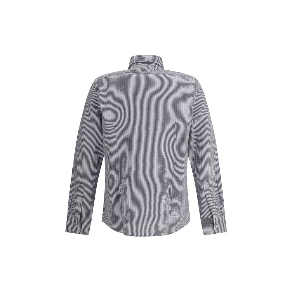 Deperlu Blue Cotton Pattern Shirt Deperlu