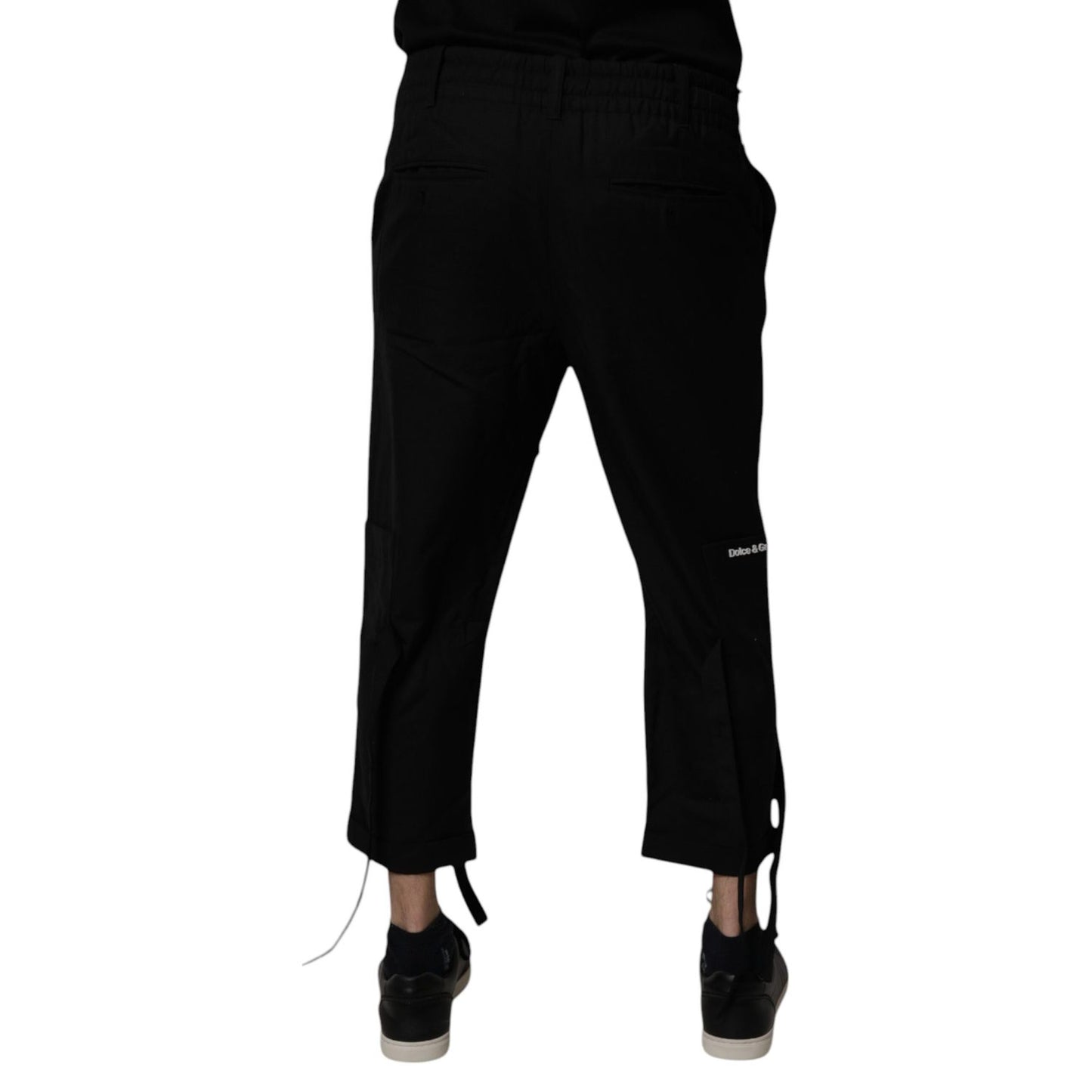 Dolce & Gabbana Black Polyester Men Cropped Pants
