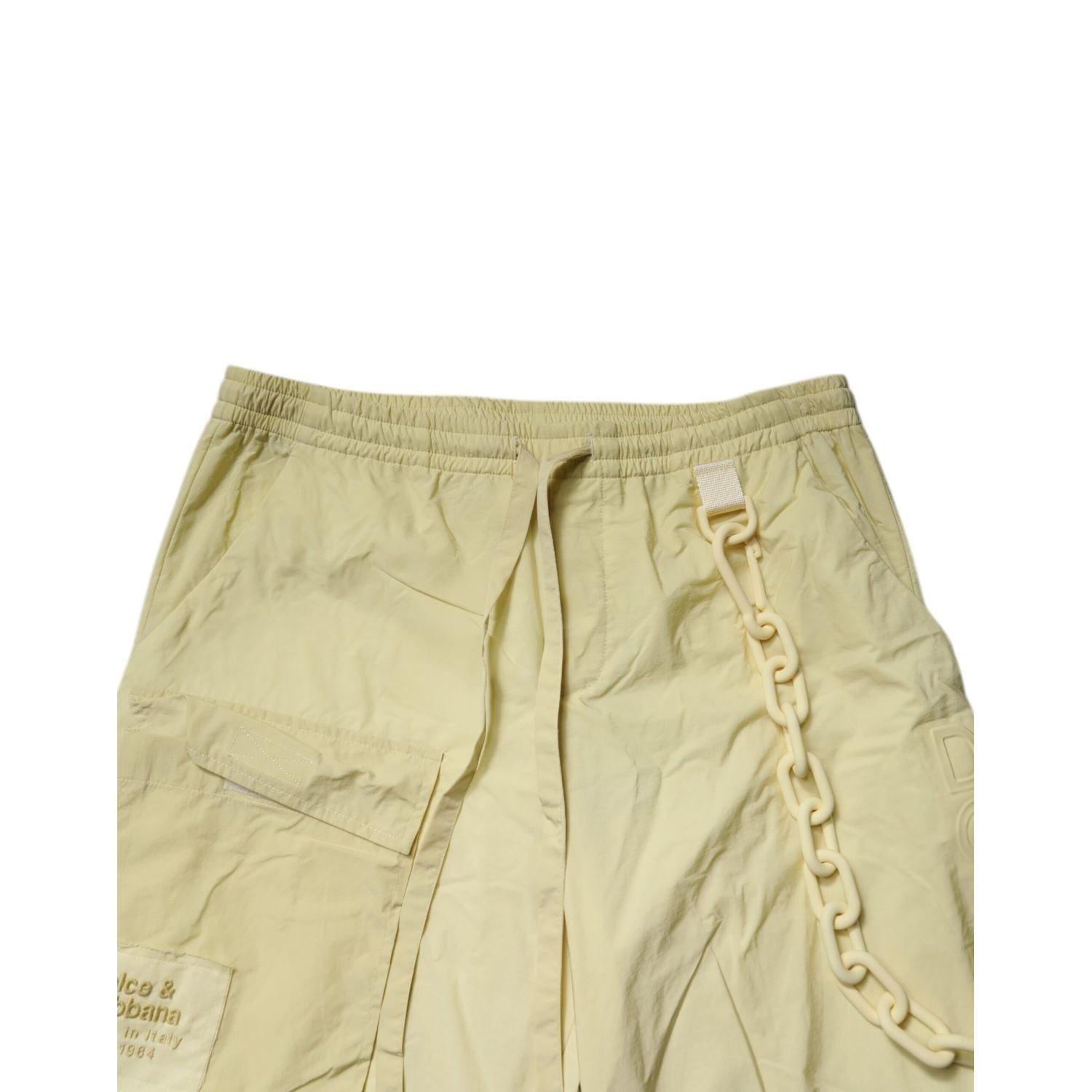 Dolce & Gabbana Yellow Nylon Cargo Chain Men Jogger Pants