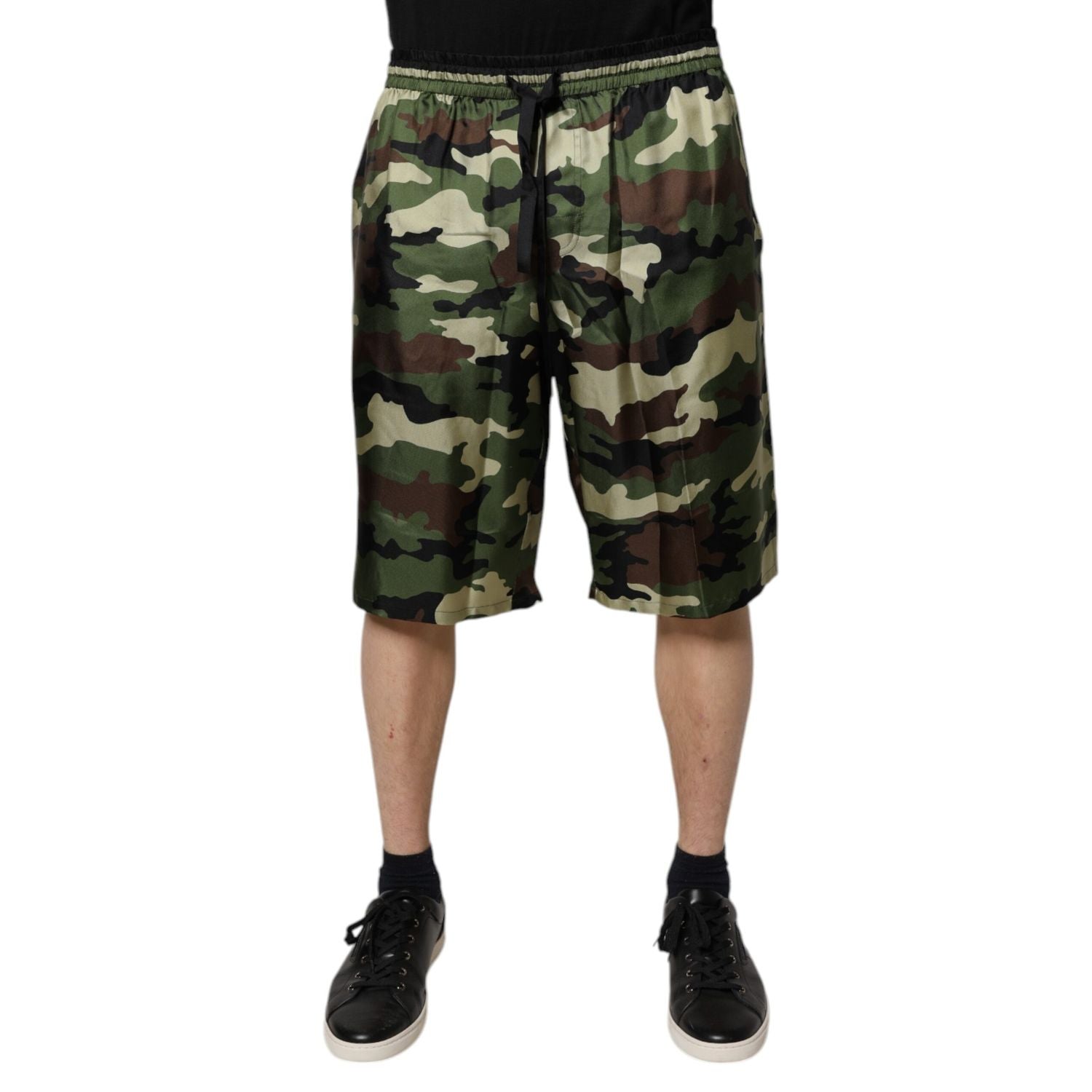 Dolce & Gabbana Multicolor Camouflage Silk Mid Waist Bermuda Shorts