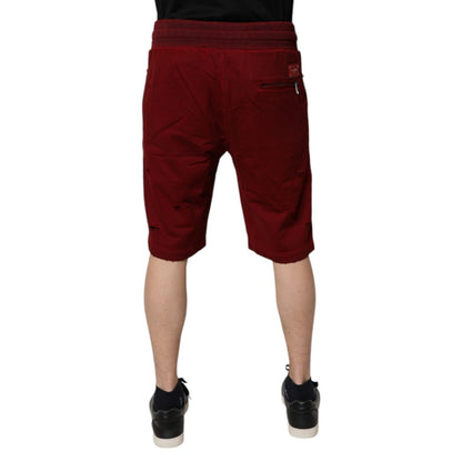 Dolce & Gabbana Maroon Rip Style Bermuda Sweatshorts Shorts