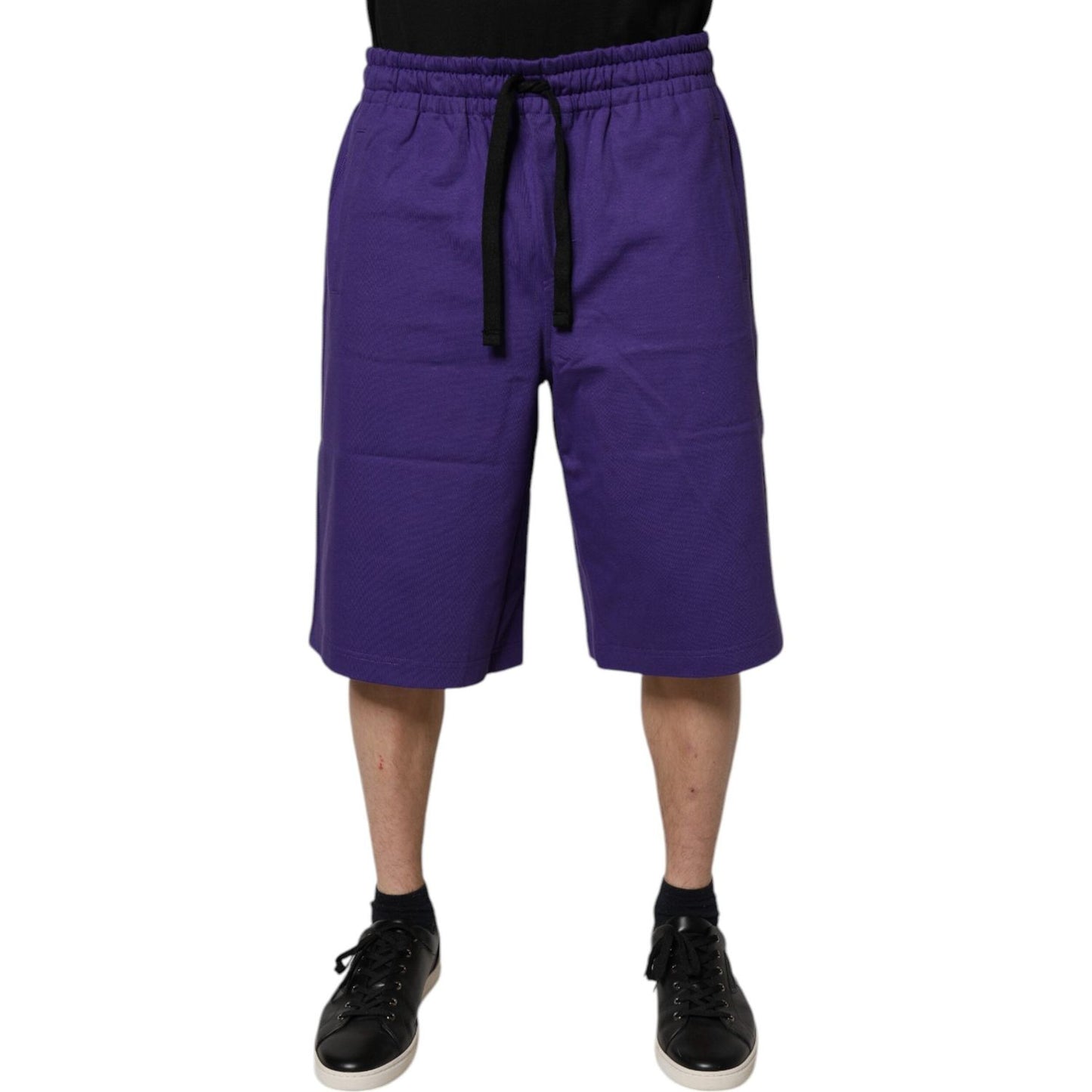 Dolce & Gabbana Purple Cotton Men Bermuda Sweatshorts Shorts Dolce & Gabbana