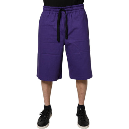 Dolce & Gabbana Purple Cotton Men Bermuda Sweatshorts Shorts Dolce & Gabbana