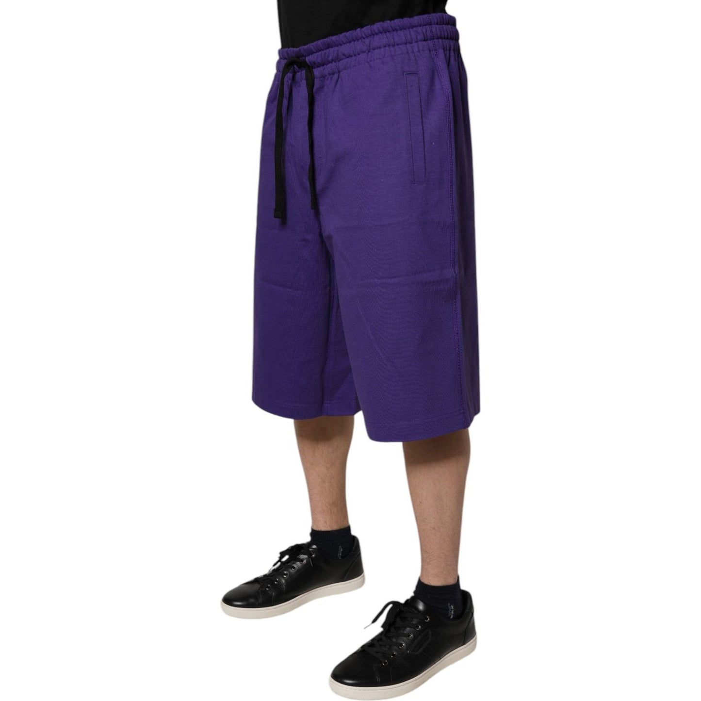 Dolce & Gabbana Purple Cotton Men Bermuda Sweatshorts Shorts Dolce & Gabbana