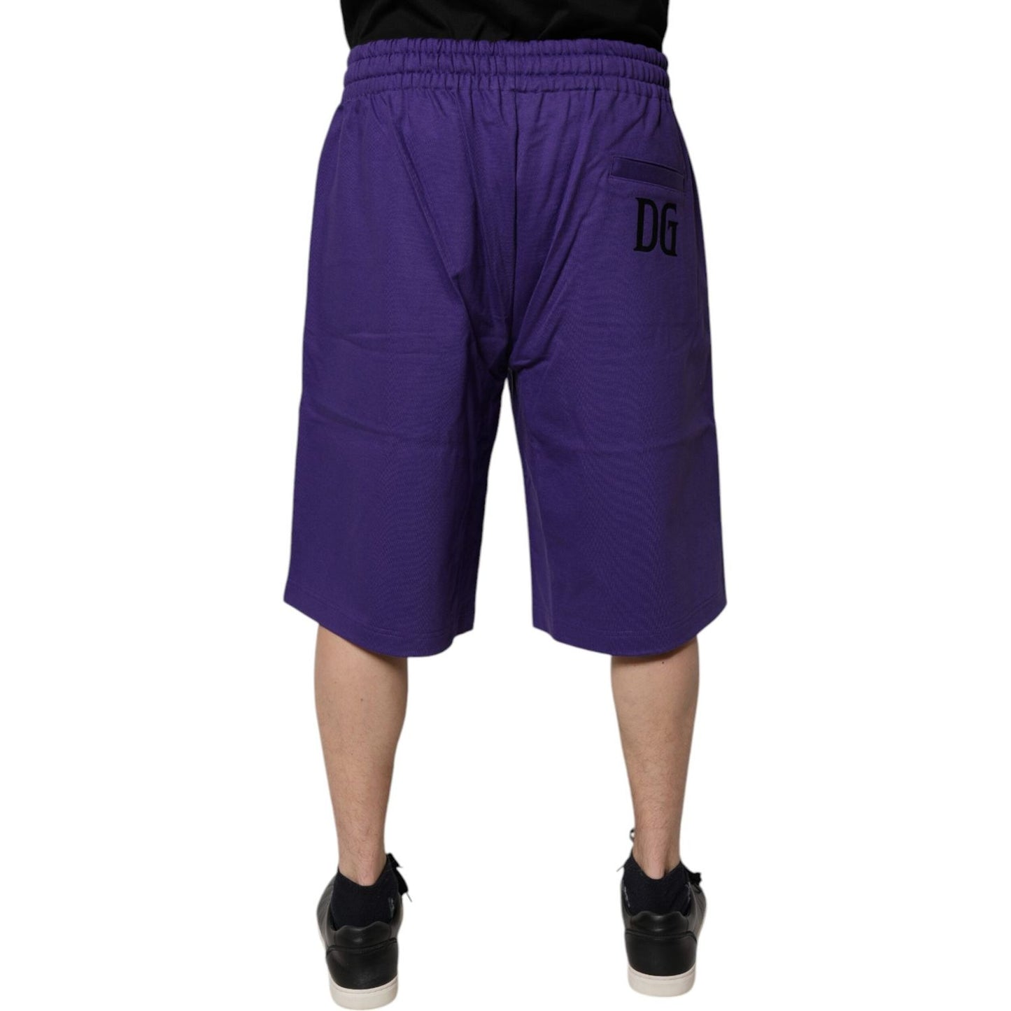 Dolce & Gabbana Purple Cotton Men Bermuda Sweatshorts Shorts Dolce & Gabbana