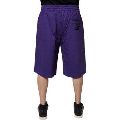 Dolce & Gabbana Purple Cotton Men Bermuda Sweatshorts Shorts Dolce & Gabbana