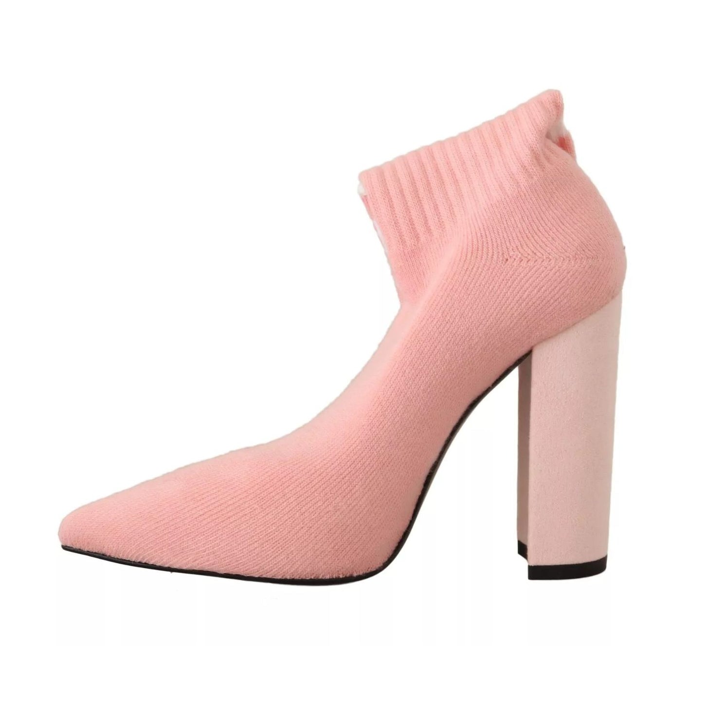 GCDS Pink Suede Logo Socks Block Heel Ankle Boots Shoes GCDS