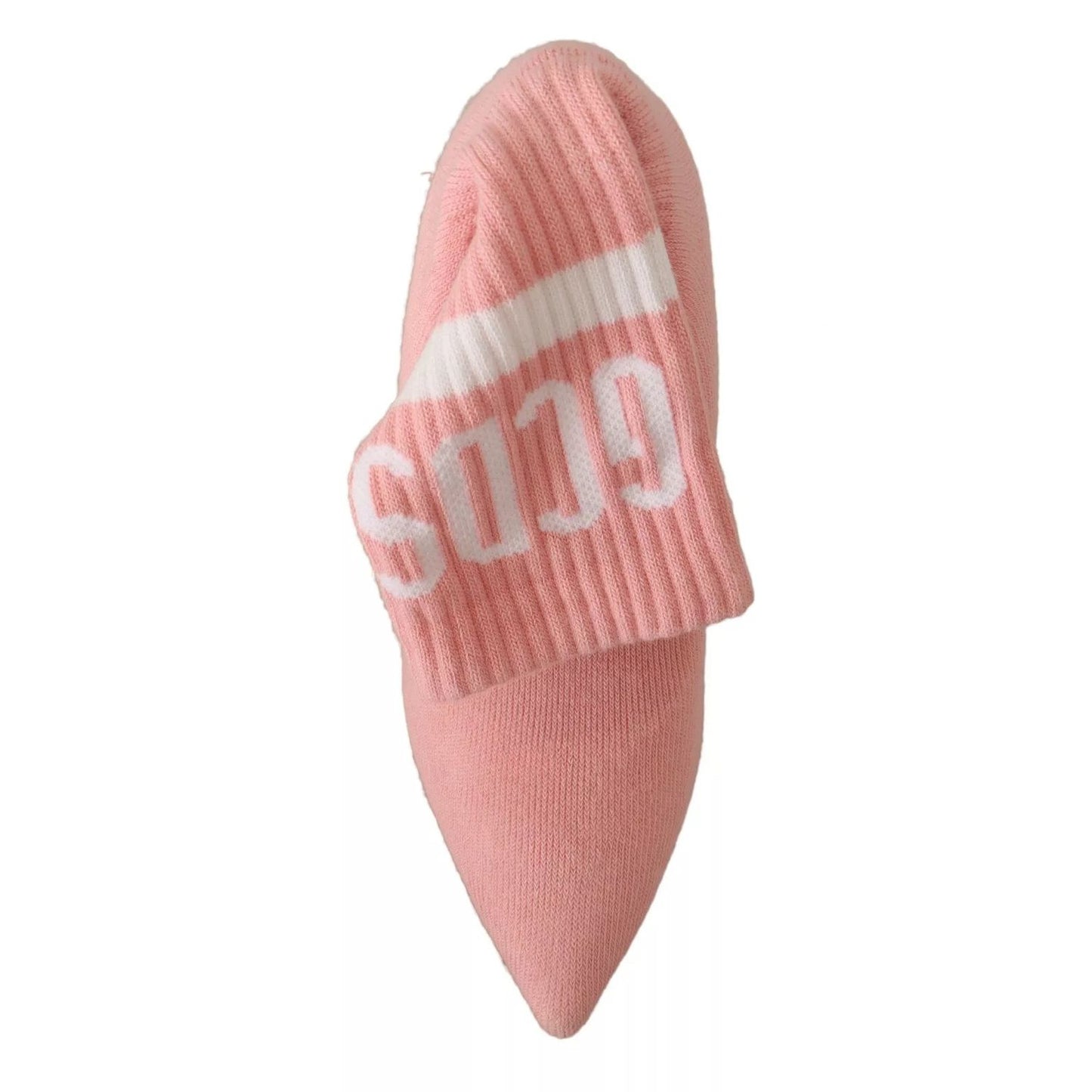 GCDS Pink Suede Logo Socks Block Heel Ankle Boots Shoes GCDS