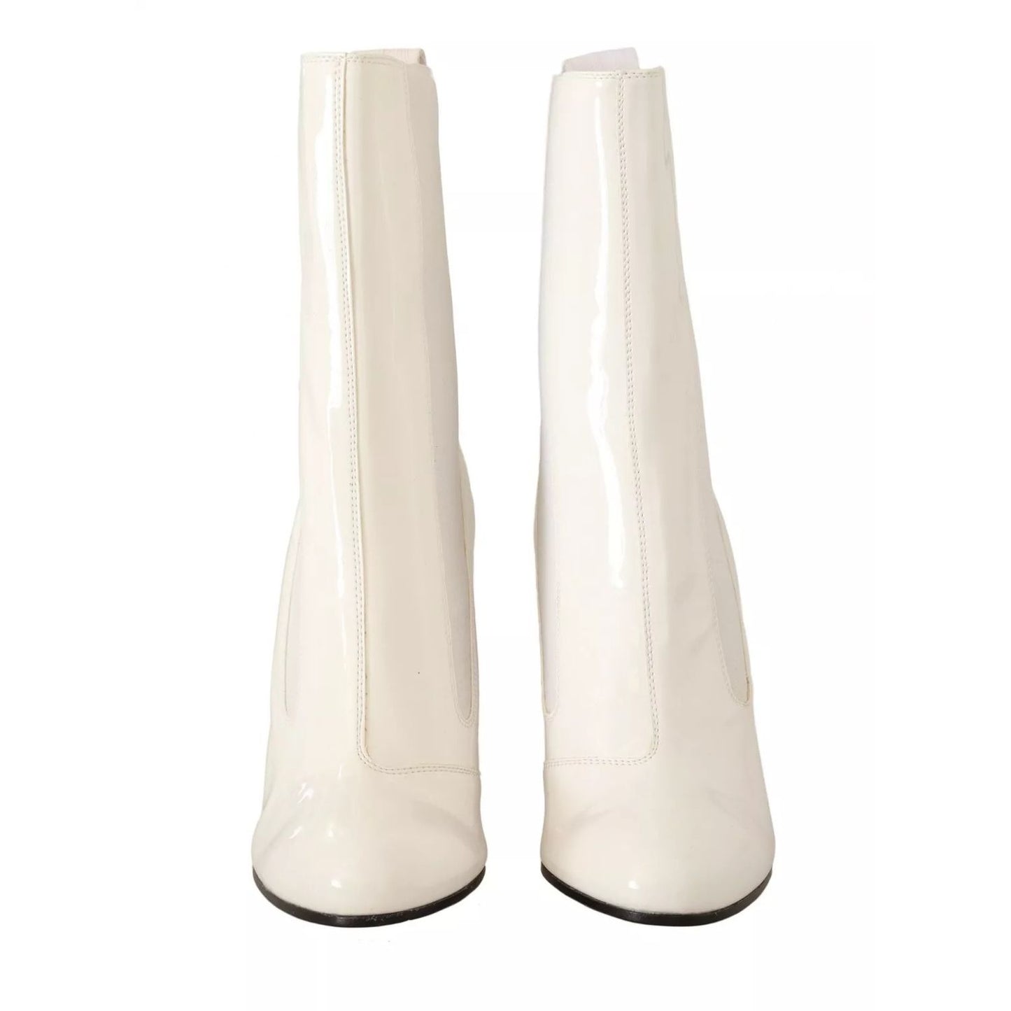 GCDS White Leather Fabric Red Logo Heel Ankle Boots Shoes GCDS