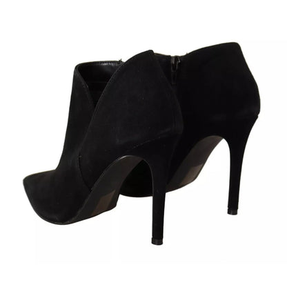 Steve Madden Black Suede Leather Stiletto Heels Boots Shoes Steve Madden
