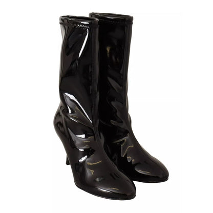 Stuart Weitzman Black Patent Leather High Heels Boots Shoes Stuart Weitzman