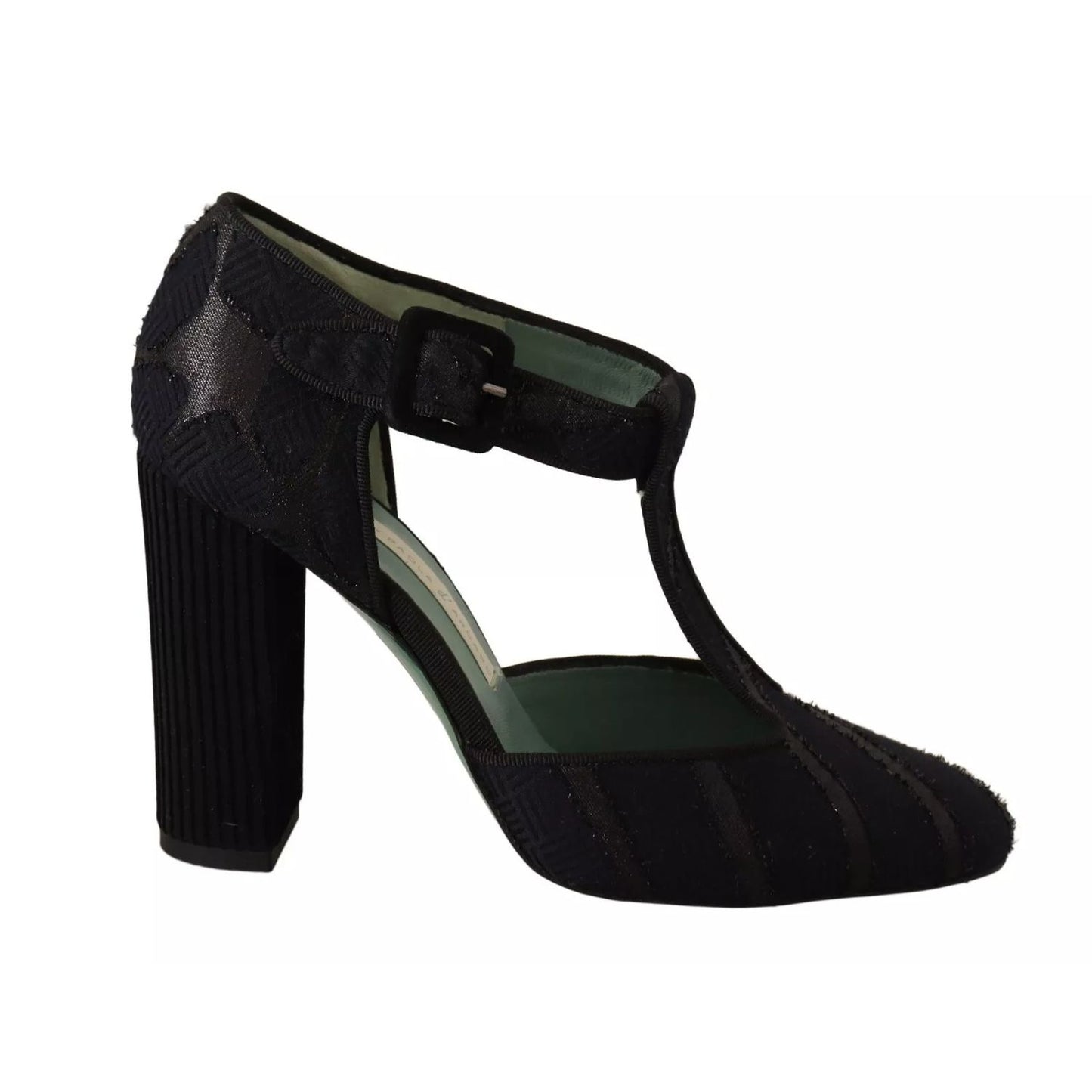 Paola D'Arcano Black Suede Leather Block Heels Sandals Shoes Paola D'Arcano