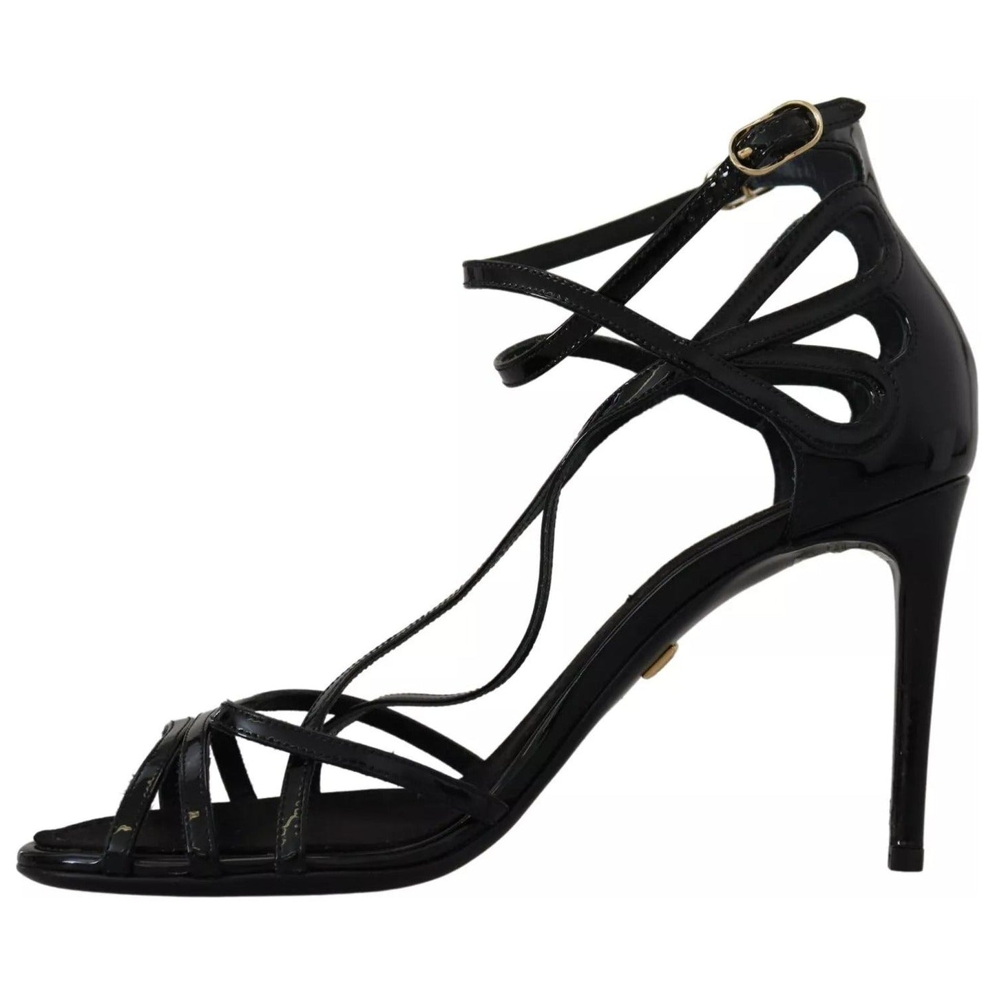 Dolce & Gabbana Black Leather Stiletto Heels Sandals Shoes Dolce & Gabbana