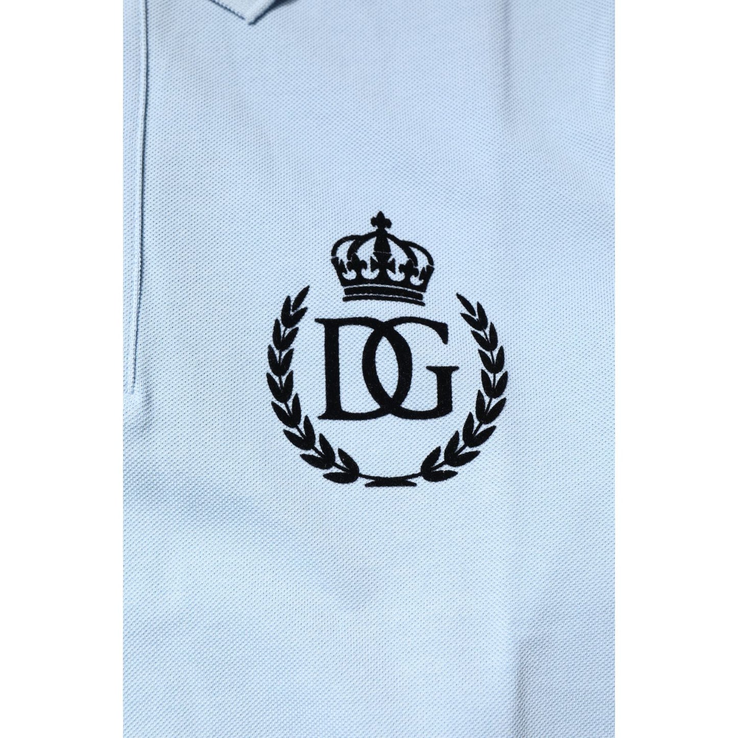 Dolce & Gabbana Sky Blue Cotton Crown Collared Polo T-shirt Dolce & Gabbana