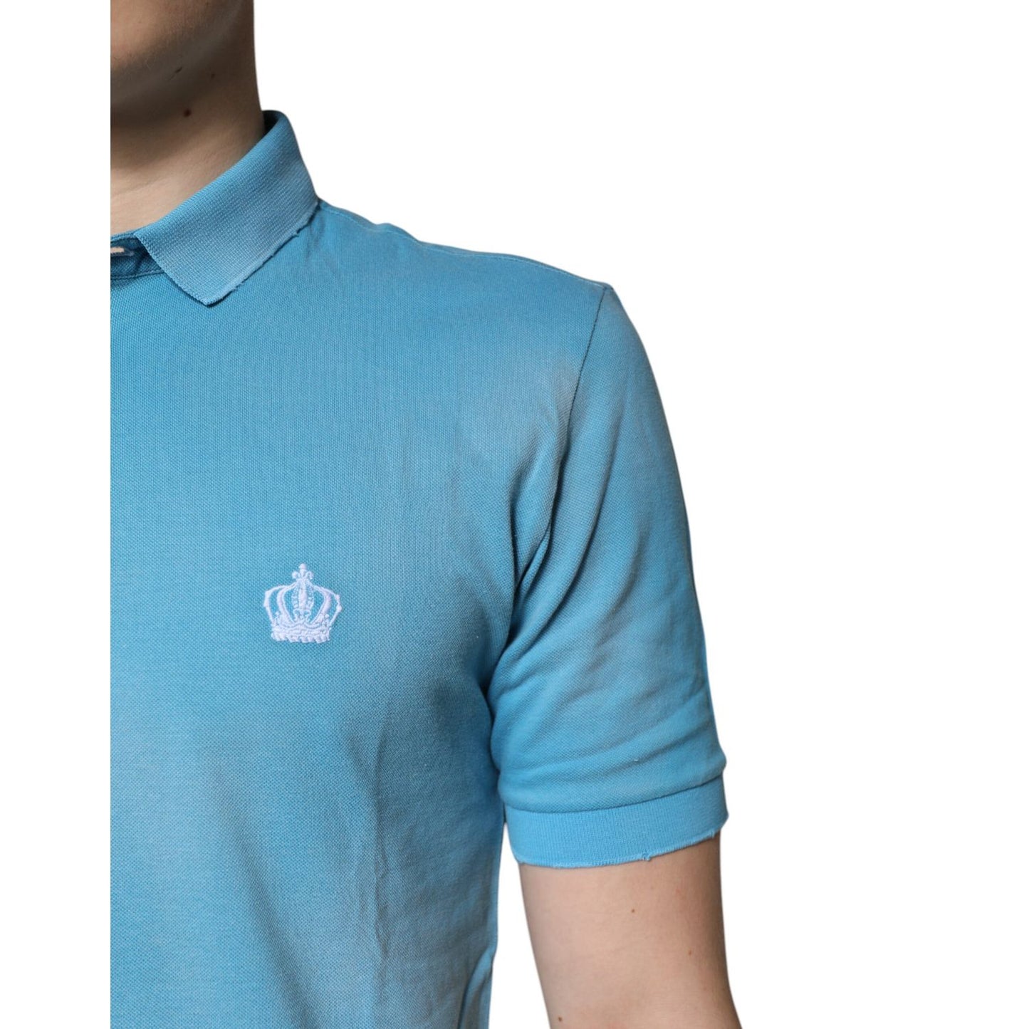 Dolce & Gabbana Blue Cotton Crown Collared Men Polo T-shirt Dolce & Gabbana