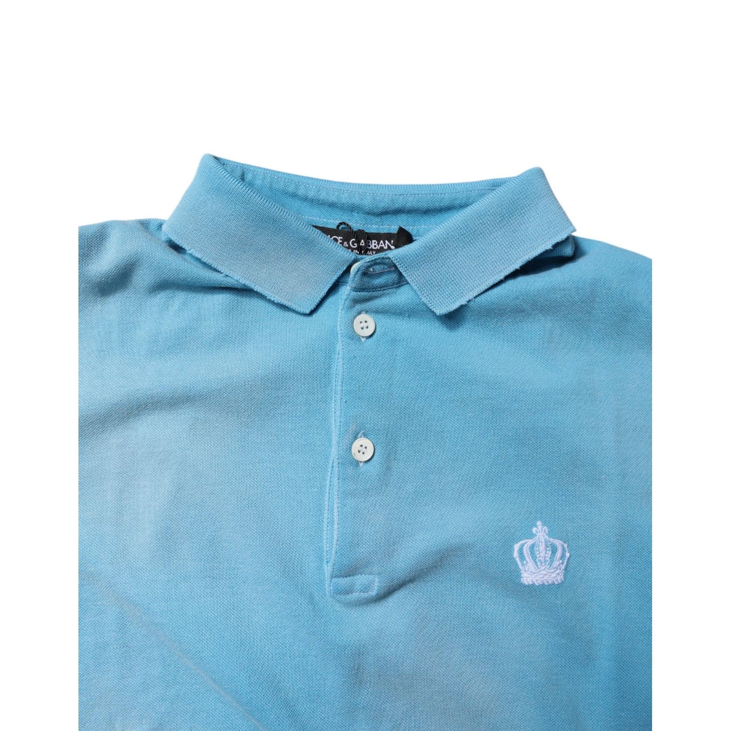 Dolce & Gabbana Blue Cotton Crown Collared Men Polo T-shirt Dolce & Gabbana