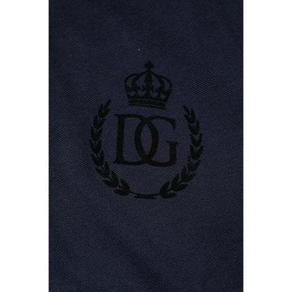 Dolce & Gabbana Dark Blue Cotton Crown Collared Polo T-shirt Dolce & Gabbana