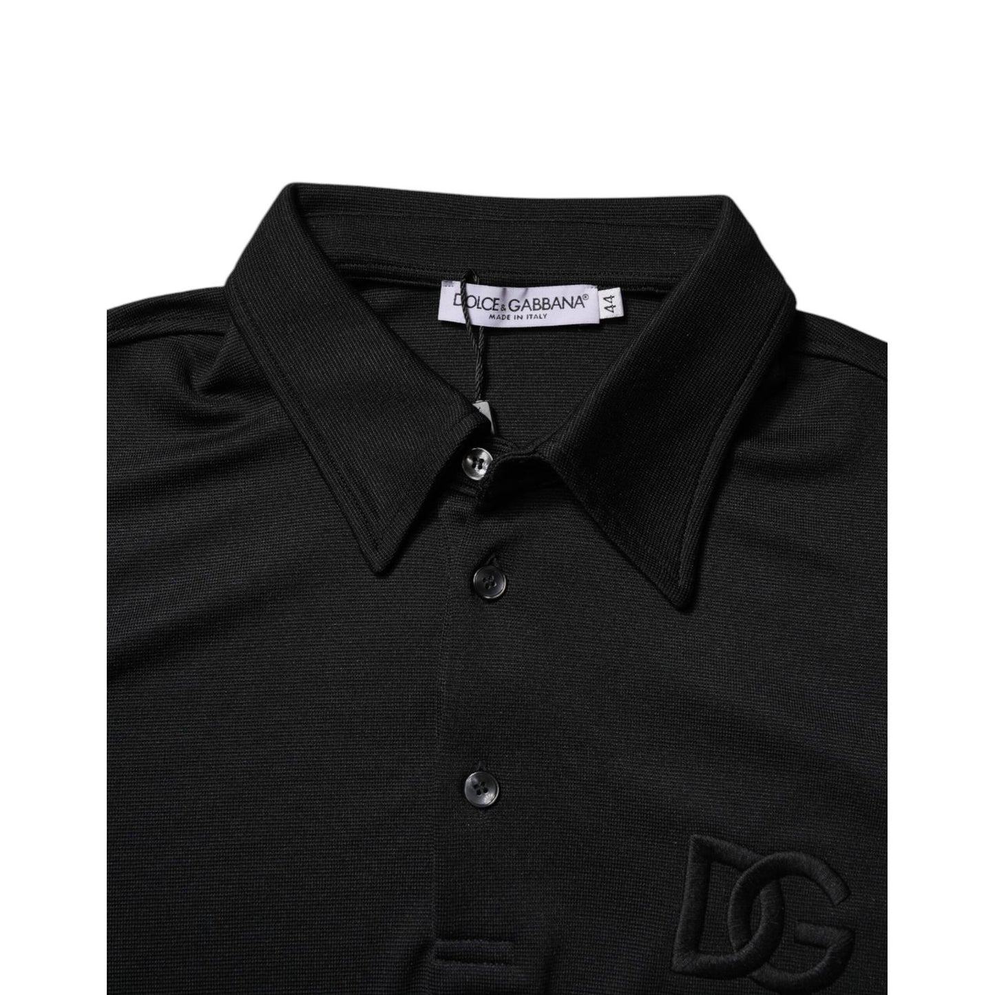Dolce & Gabbana Black Polyester DG Logo Collared Polo T-shirt Dolce & Gabbana